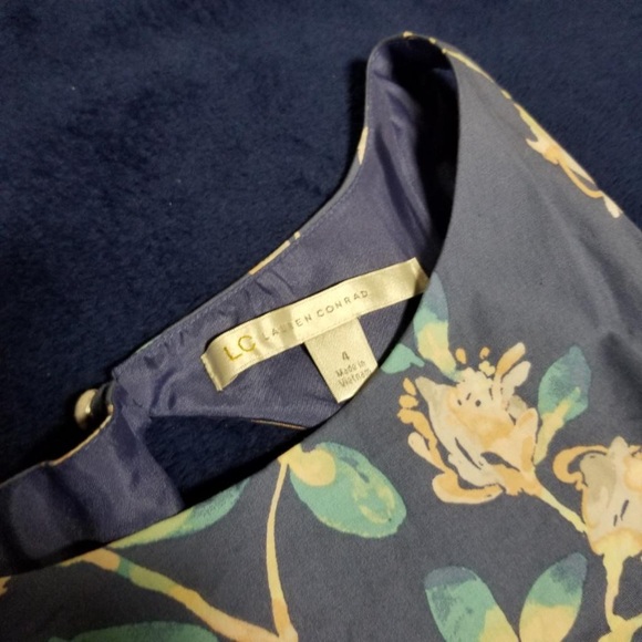 Lauren Conrad Blue Fit and Flare Floral Dress 4 - Picture 3 of 8